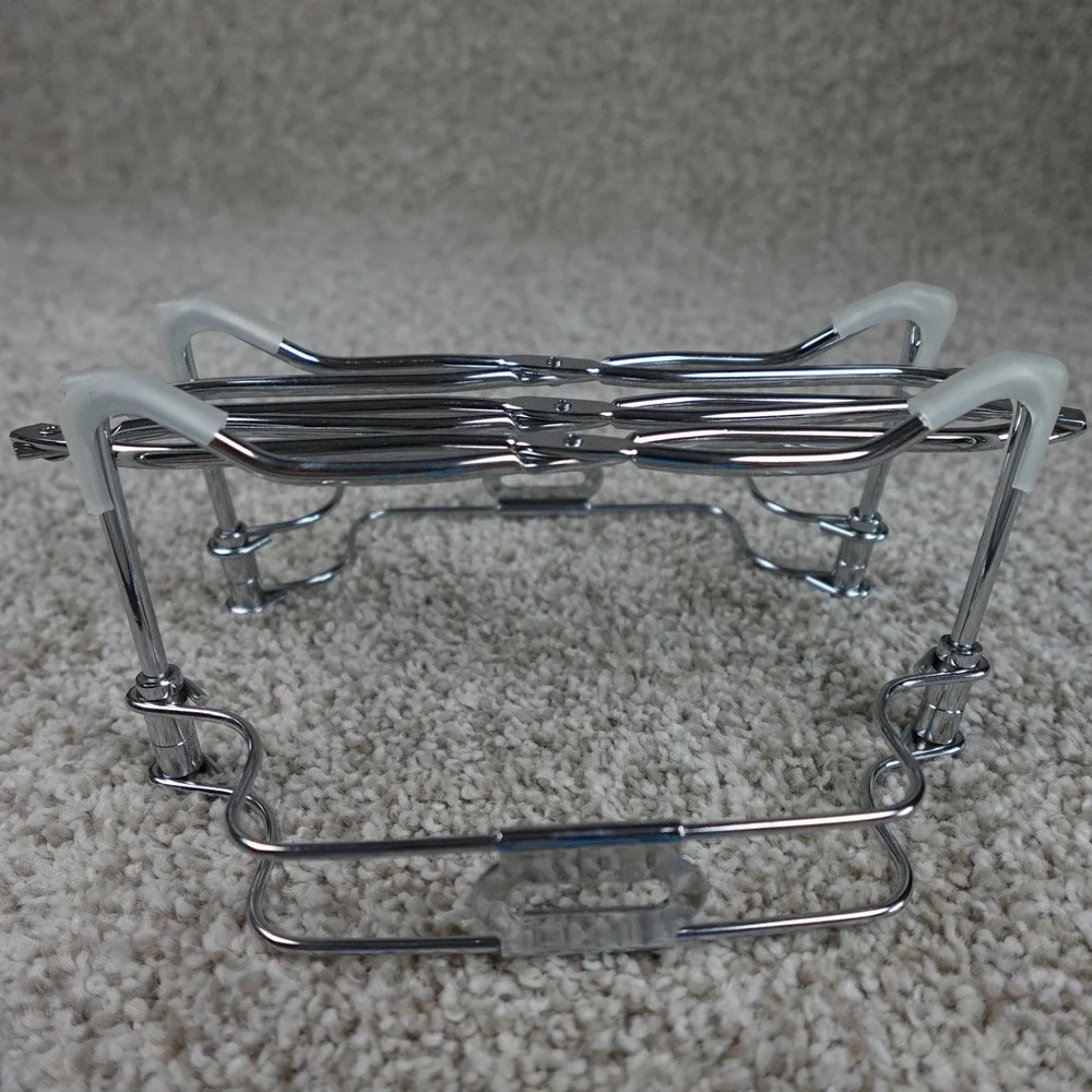 Chrome Expandable Trivet Adjustable Accordion Pot Holder Silver Kitchen Rack